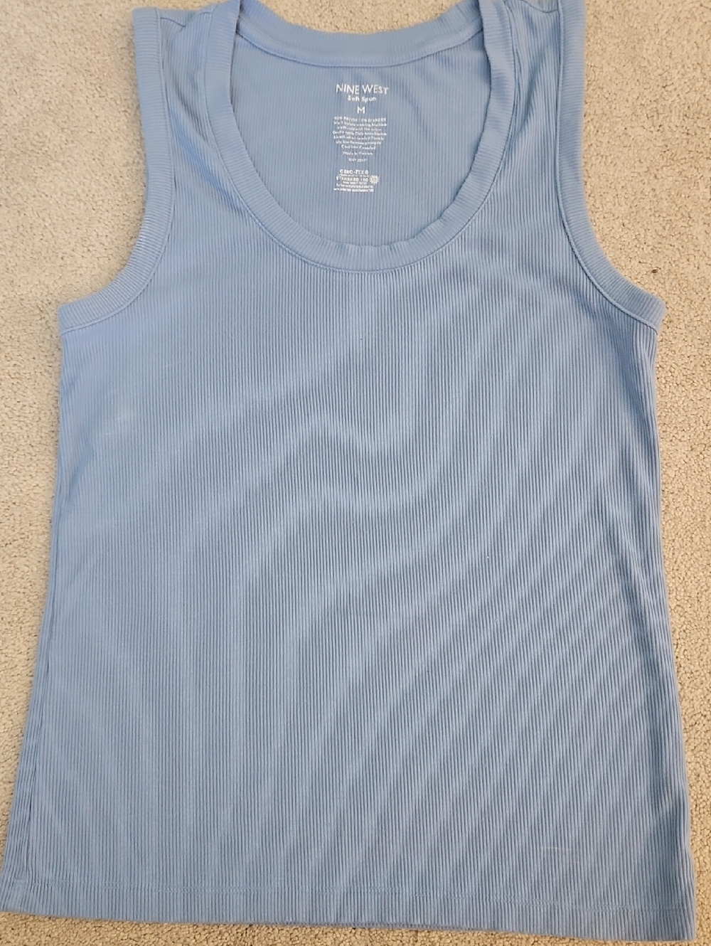 Nine West Soft Ribbed Sky Blue Tank Top